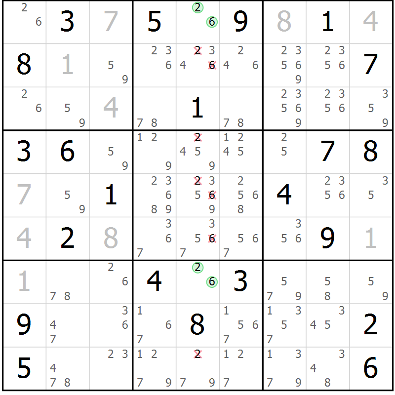 Position des candidats pour la solution de la Gr 30 page 33 du magazine de sudoku Sudoku Suprême n° 037