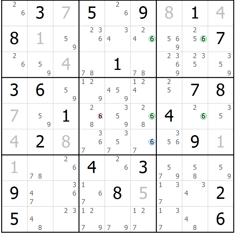 Position des candidats pour la solution de la Gr 30 page 33 du magazine de sudoku Sudoku Suprême n° 037