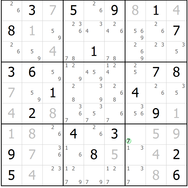 Position des candidats pour la solution de la Gr 30 page 33 du magazine de sudoku Sudoku Suprême n° 037
