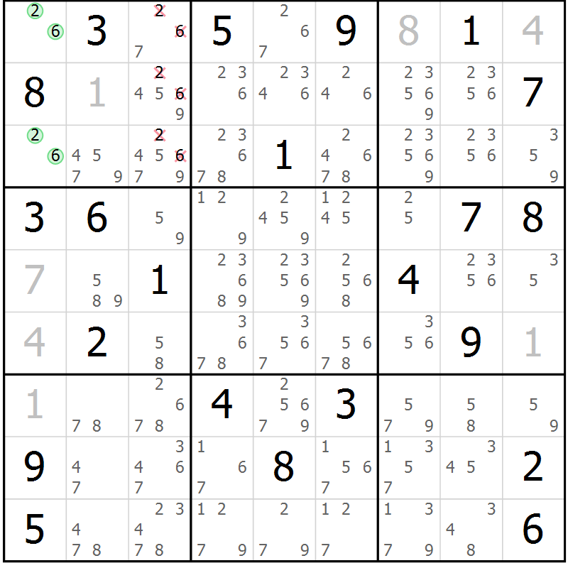 Position des candidats pour la solution de la Gr 30 page 33 du magazine de sudoku Sudoku Suprême n° 037