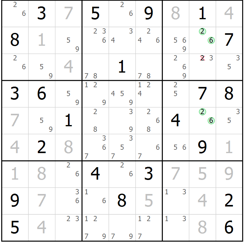 Position des candidats pour la solution de la Gr 30 page 33 du magazine de sudoku Sudoku Suprême n° 037