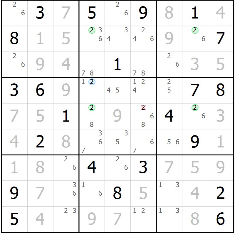 Position des candidats pour la solution de la Gr 30 page 33 du magazine de sudoku Sudoku Suprême n° 037