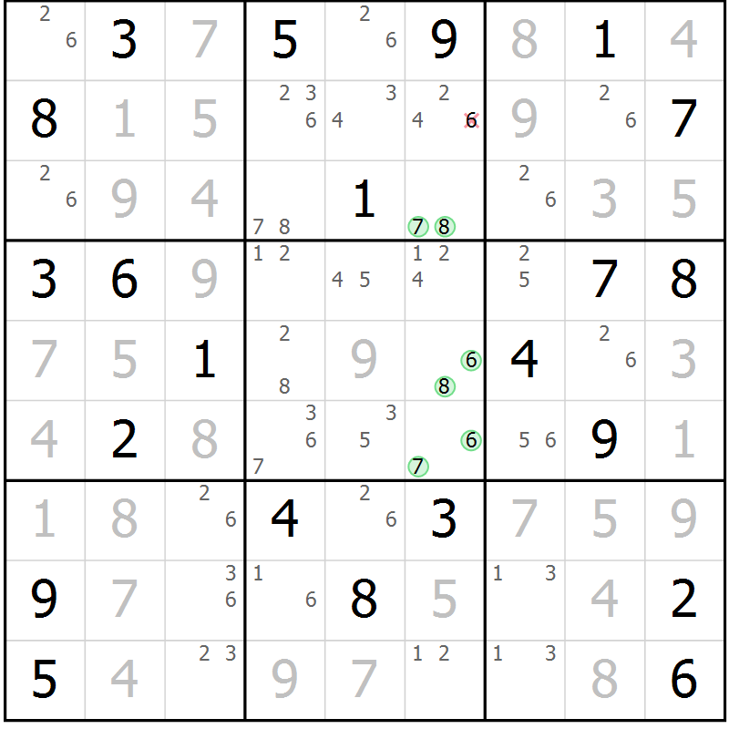 Position des candidats pour la solution de la Gr 30 page 33 du magazine de sudoku Sudoku Suprême n° 037