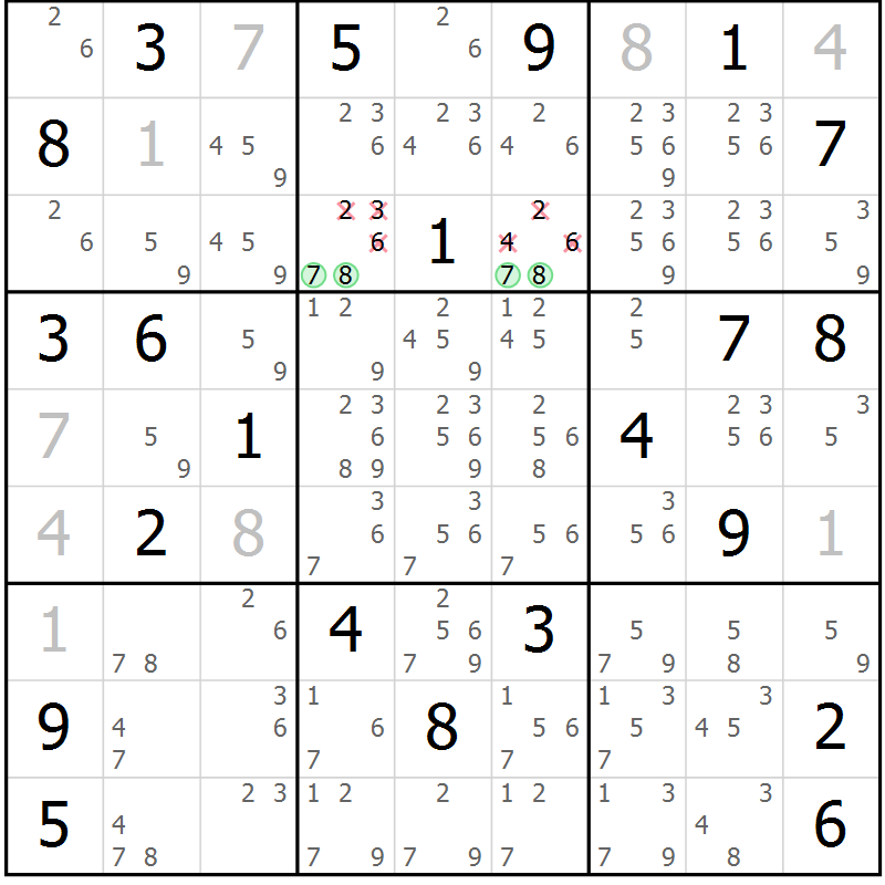 Position des candidats pour la solution de la Gr 30 page 33 du magazine de sudoku Sudoku Suprême n° 037