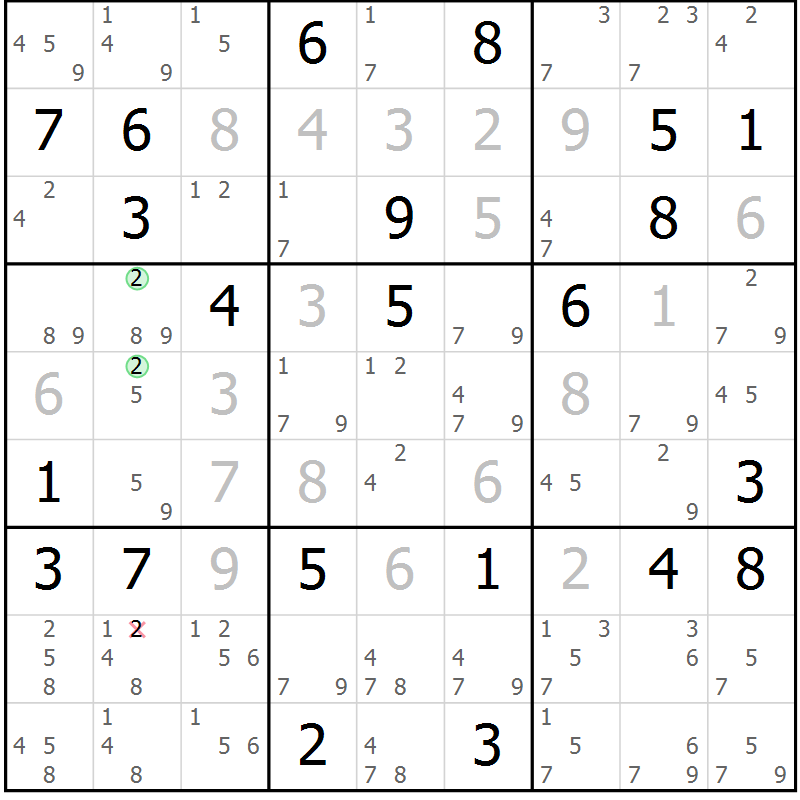 Position des candidats pour la solution de la Gr 31 page 34 du magazine de sudoku Sudoku Suprême n° 037