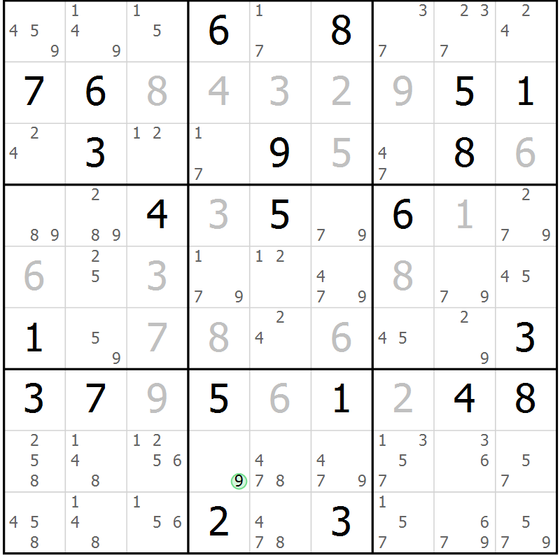Position des candidats pour la solution de la Gr 31 page 34 du magazine de sudoku Sudoku Suprême n° 037
