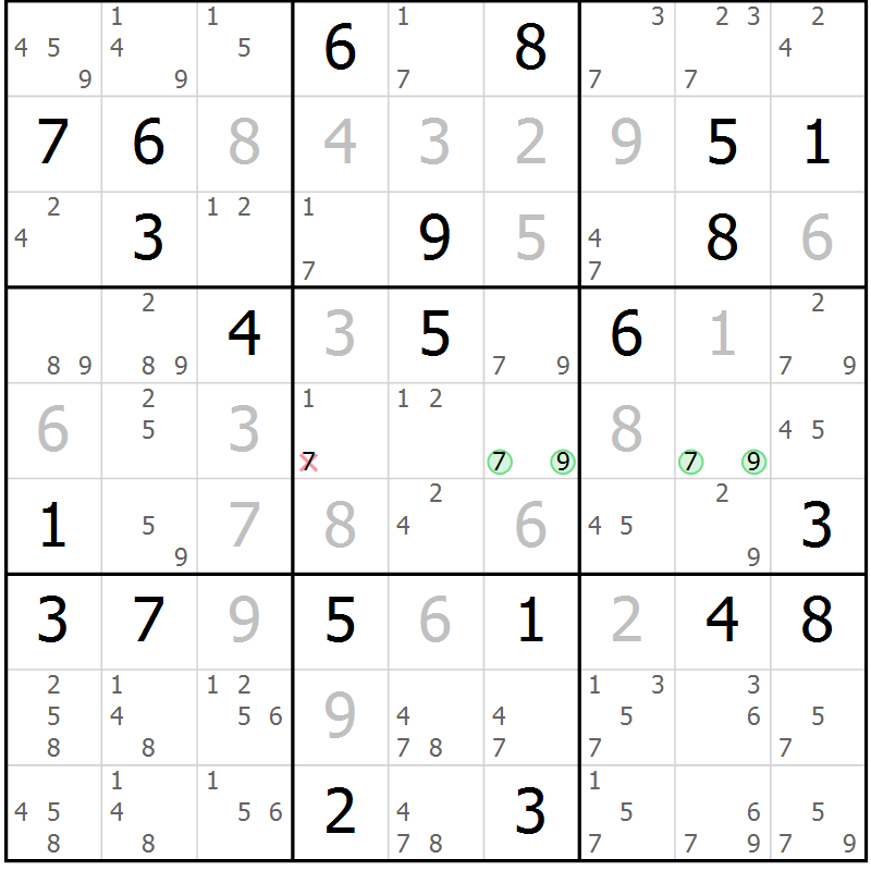 Position des candidats pour la solution de la Gr 31 page 34 du magazine de sudoku Sudoku Suprême n° 037