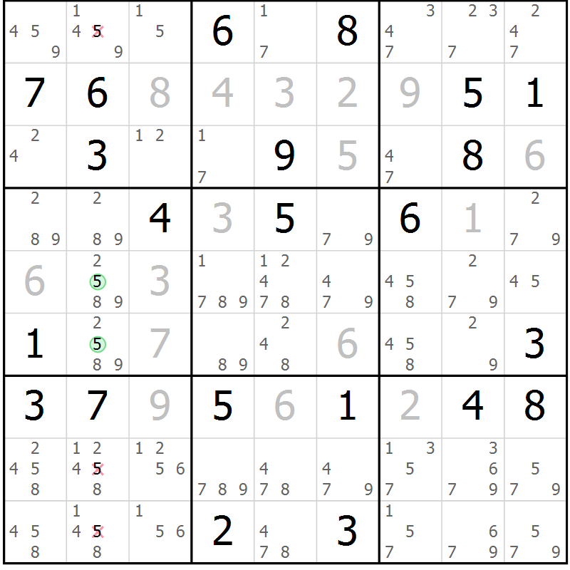 Position des candidats pour la solution de la Gr 31 page 34 du magazine de sudoku Sudoku Suprême n° 037