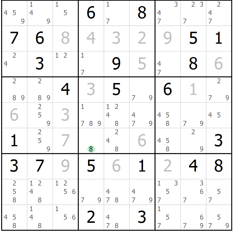 Position des candidats pour la solution de la Gr 31 page 34 du magazine de sudoku Sudoku Suprême n° 037
