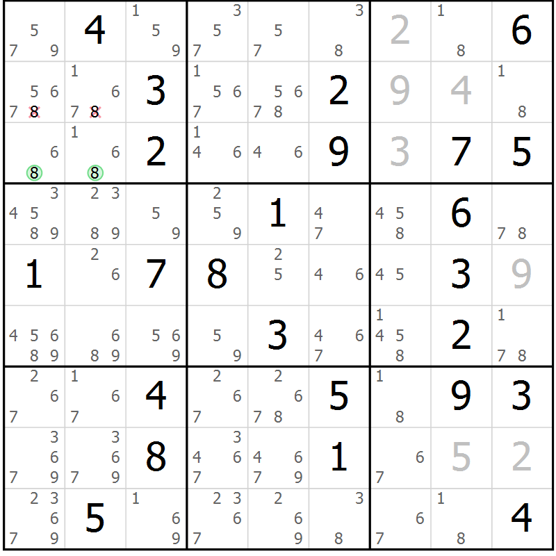 Position des candidats pour la solution de la Gr 32 page 35 du magazine de sudoku Sudoku Suprême n° 037