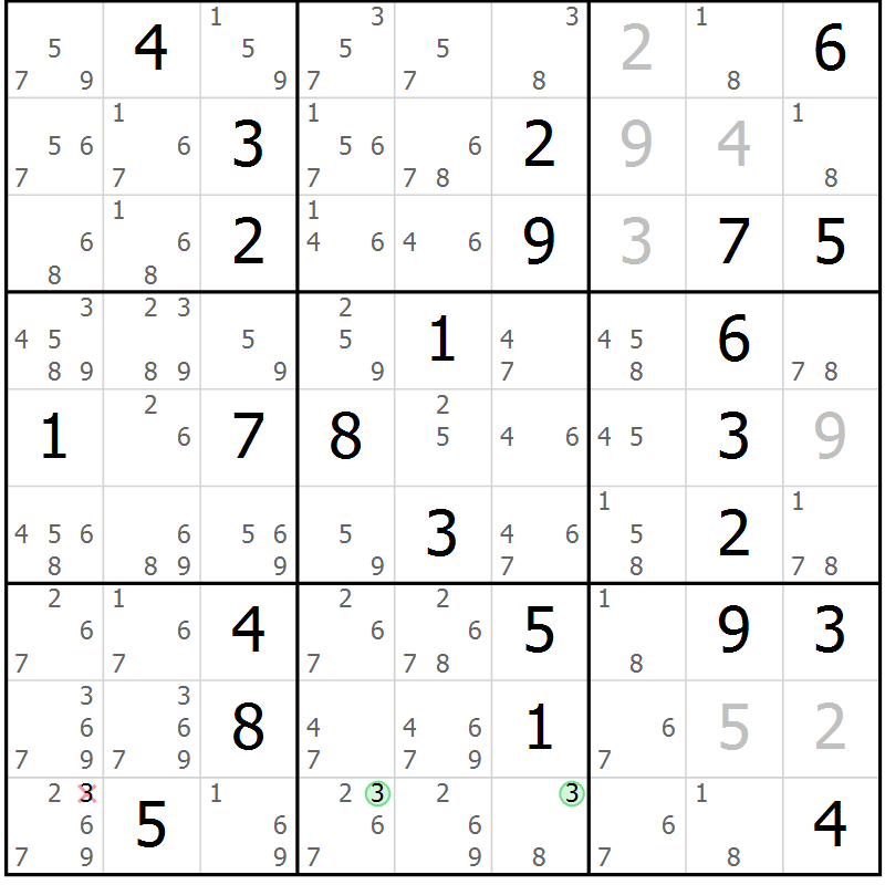 Position des candidats pour la solution de la Gr 32 page 35 du magazine de sudoku Sudoku Suprême n° 037