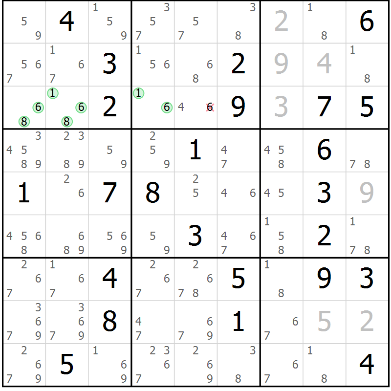 Position des candidats pour la solution de la Gr 32 page 35 du magazine de sudoku Sudoku Suprême n° 037