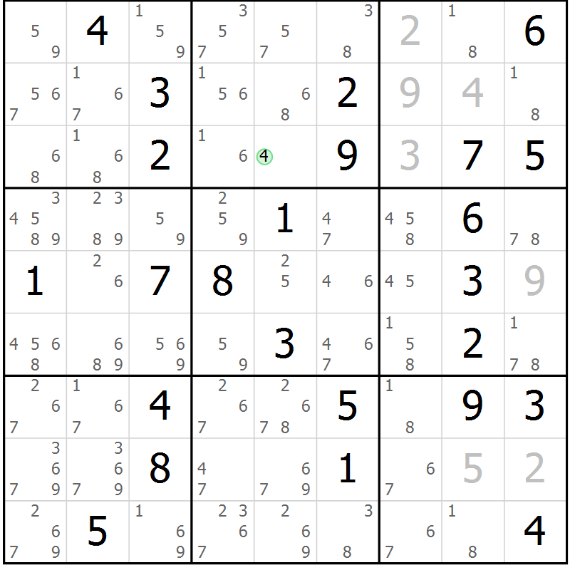 Position des candidats pour la solution de la Gr 32 page 35 du magazine de sudoku Sudoku Suprême n° 037