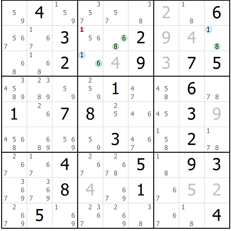 Position des candidats pour la solution de la Gr 32 page 35 du magazine de sudoku Sudoku Suprême n° 037