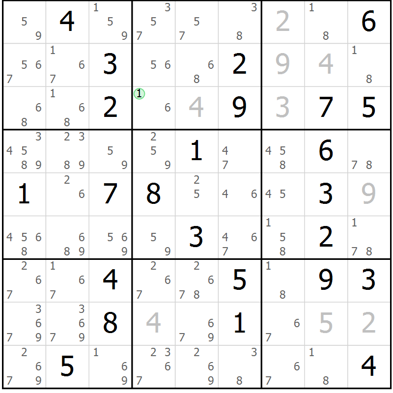 Position des candidats pour la solution de la Gr 32 page 35 du magazine de sudoku Sudoku Suprême n° 037