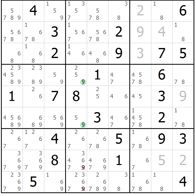 Position des candidats pour la solution de la Gr 32 page 35 du magazine de sudoku Sudoku Suprême n° 037