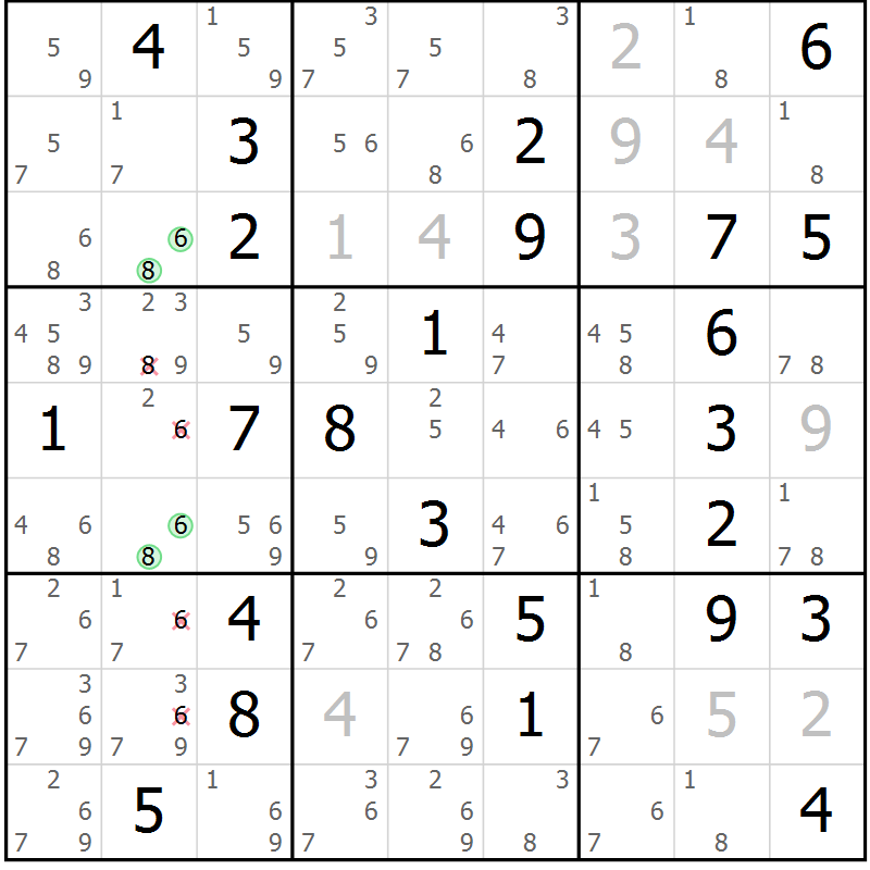 Position des candidats pour la solution de la Gr 32 page 35 du magazine de sudoku Sudoku Suprême n° 037