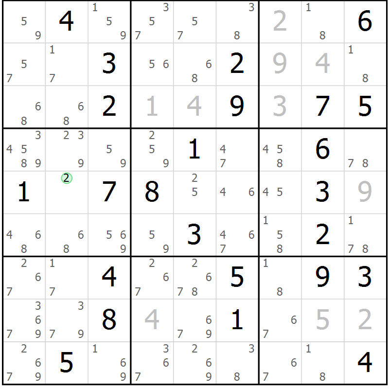 Position des candidats pour la solution de la Gr 32 page 35 du magazine de sudoku Sudoku Suprême n° 037