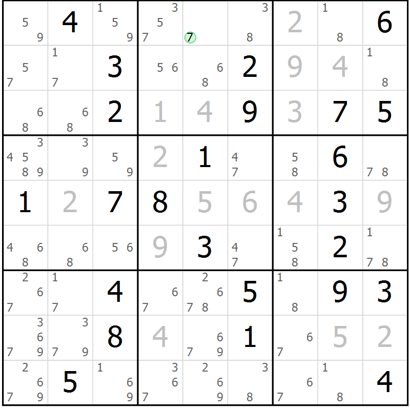Position des candidats pour la solution de la Gr 32 page 35 du magazine de sudoku Sudoku Suprême n° 037