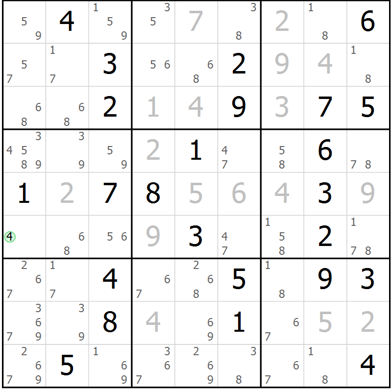 Position des candidats pour la solution de la Gr 32 page 35 du magazine de sudoku Sudoku Suprême n° 037