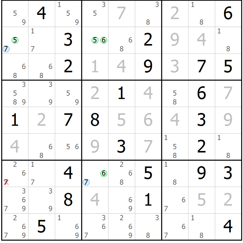 Position des candidats pour la solution de la Gr 32 page 35 du magazine de sudoku Sudoku Suprême n° 037