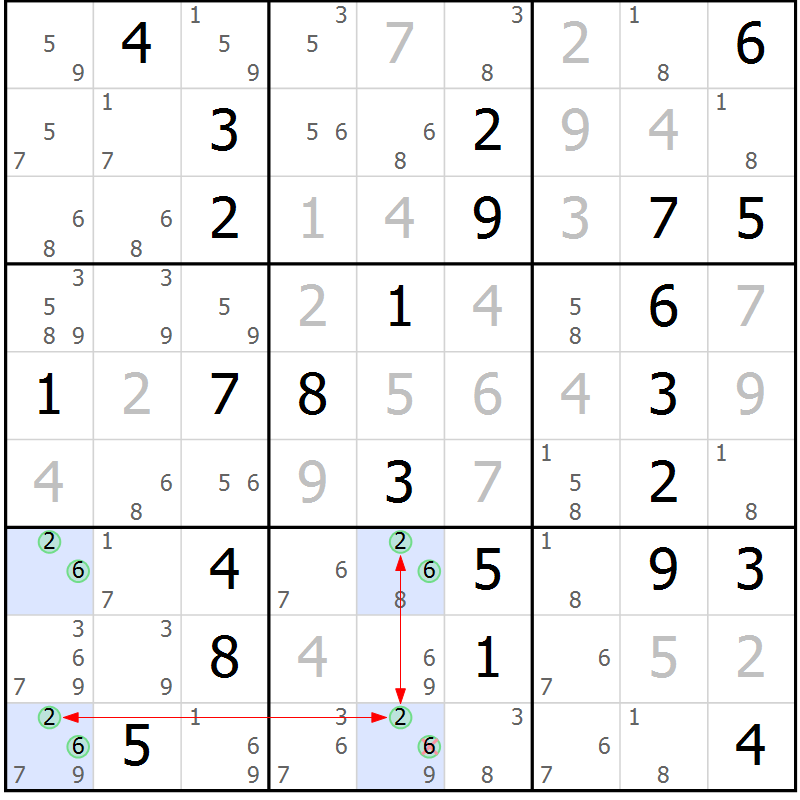 Position des candidats pour la solution de la Gr 32 page 35 du magazine de sudoku Sudoku Suprême n° 037