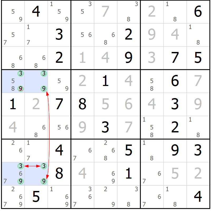 Position des candidats pour la solution de la Gr 32 page 35 du magazine de sudoku Sudoku Suprême n° 037