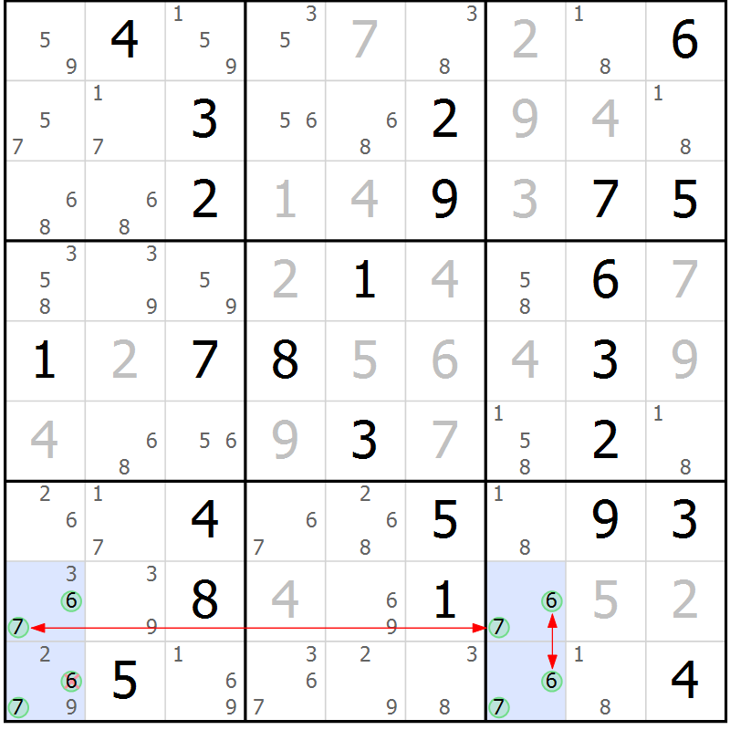 Position des candidats pour la solution de la Gr 32 page 35 du magazine de sudoku Sudoku Suprême n° 037