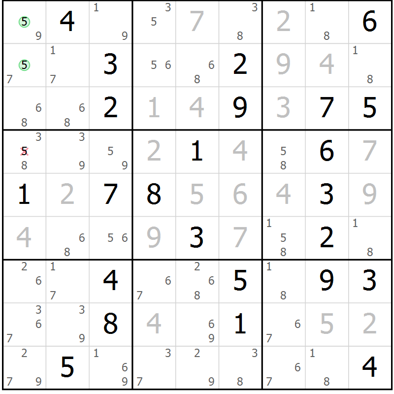 Position des candidats pour la solution de la Gr 32 page 35 du magazine de sudoku Sudoku Suprême n° 037