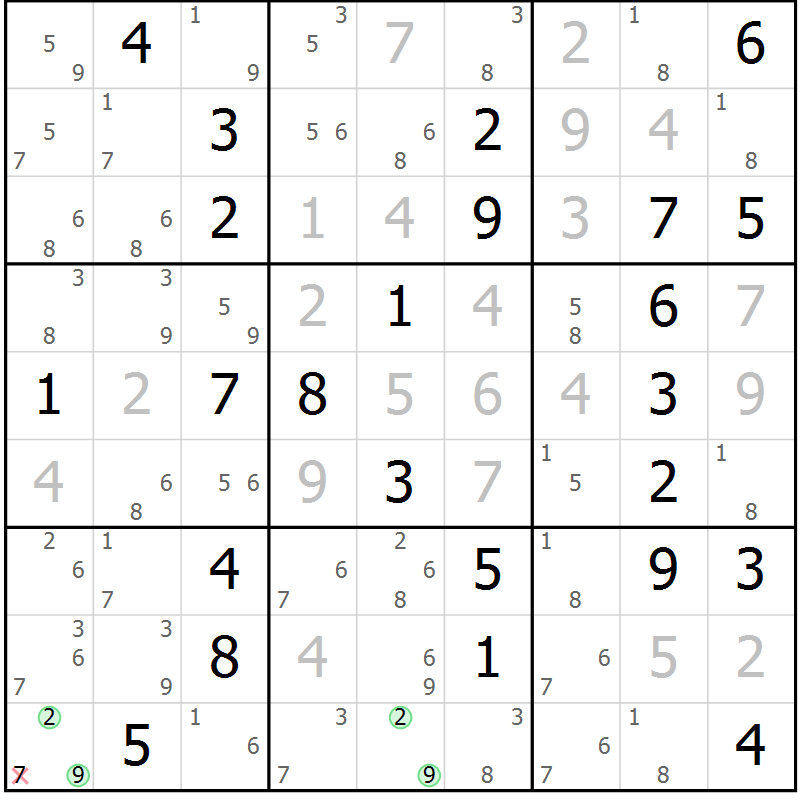 Position des candidats pour la solution de la Gr 32 page 35 du magazine de sudoku Sudoku Suprême n° 037