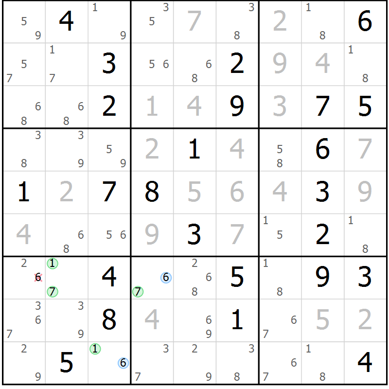 Position des candidats pour la solution de la Gr 32 page 35 du magazine de sudoku Sudoku Suprême n° 037
