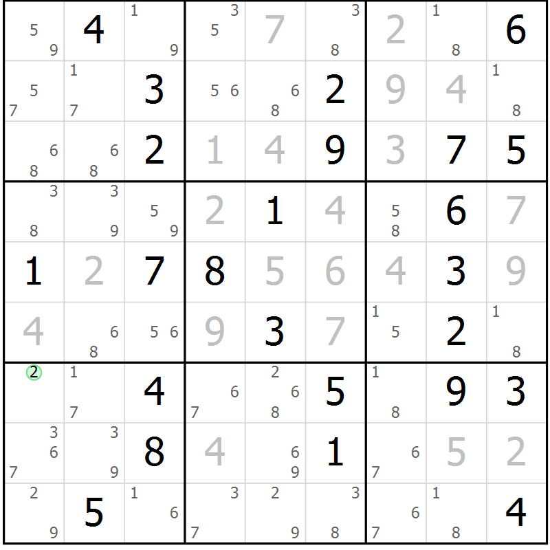 Position des candidats pour la solution de la Gr 32 page 35 du magazine de sudoku Sudoku Suprême n° 037