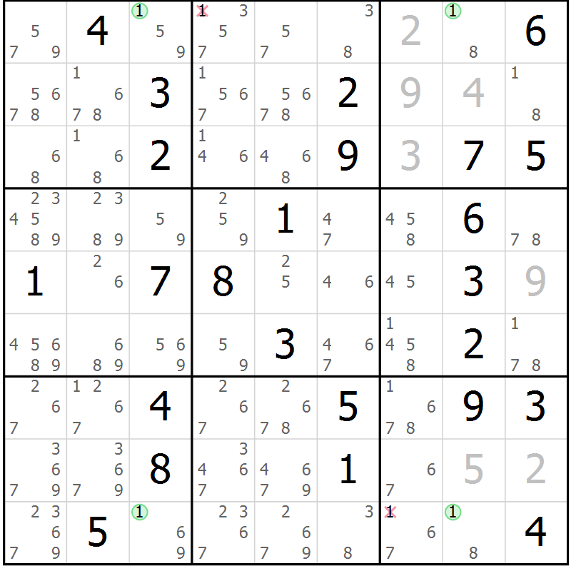 Position des candidats pour la solution de la Gr 32 page 35 du magazine de sudoku Sudoku Suprême n° 037