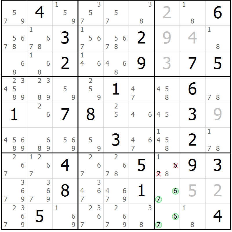 Position des candidats pour la solution de la Gr 32 page 35 du magazine de sudoku Sudoku Suprême n° 037