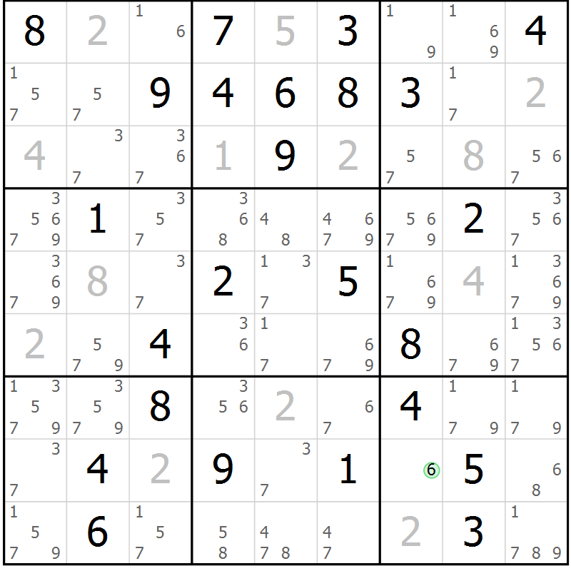 Position des candidats pour la solution de la Gr 33 page 36 du magazine de sudoku Sudoku Suprême n° 037