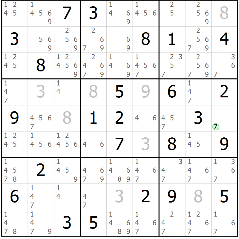 Position des candidats pour la solution de la Gr 34 page 37 du magazine de sudoku Sudoku Suprême n° 037