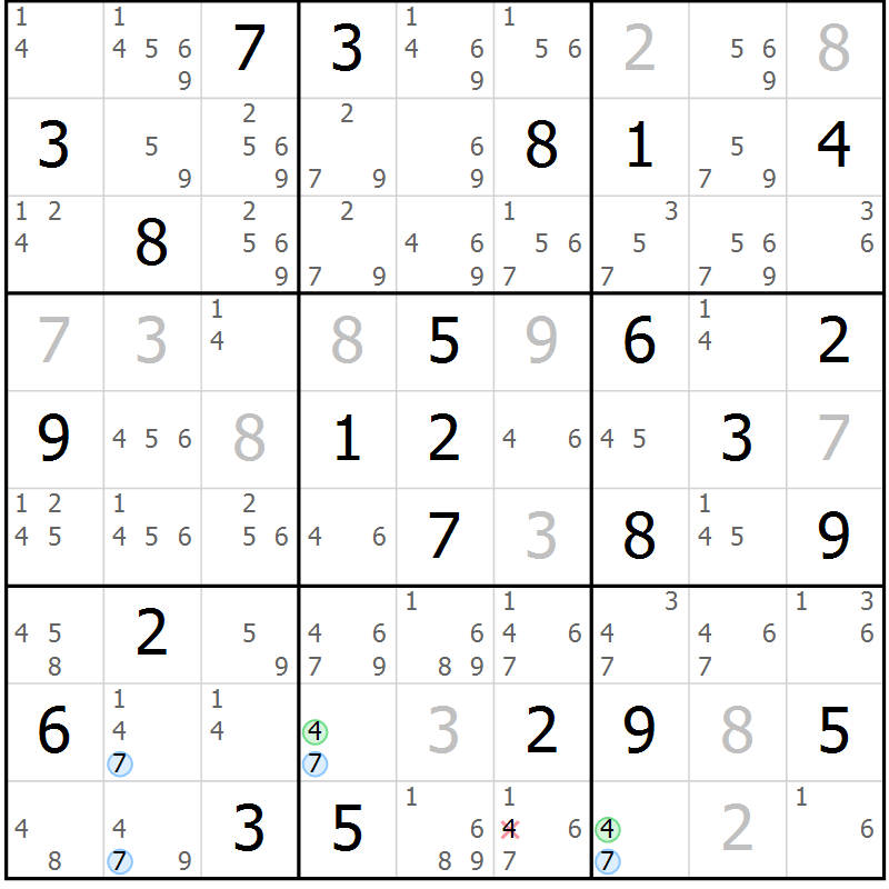 Position des candidats pour la solution de la Gr 34 page 37 du magazine de sudoku Sudoku Suprême n° 037