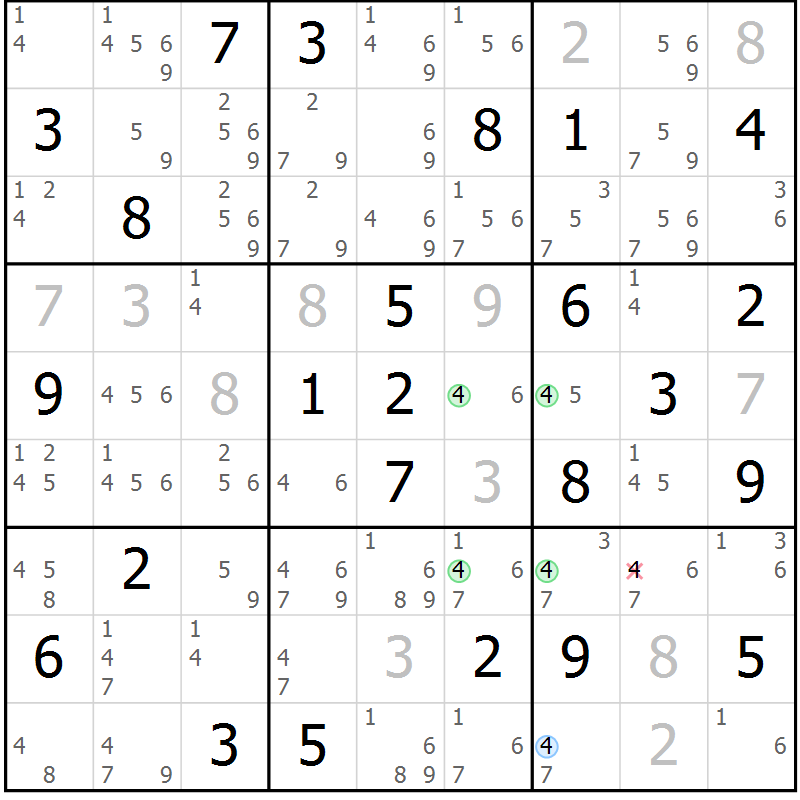 Position des candidats pour la solution de la Gr 34 page 37 du magazine de sudoku Sudoku Suprême n° 037