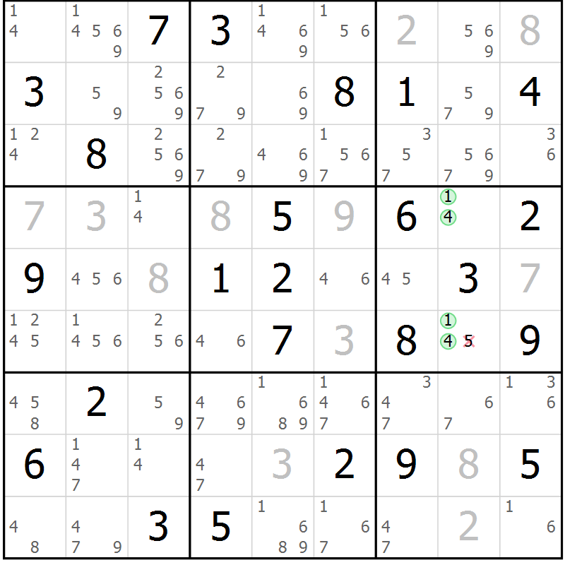 Position des candidats pour la solution de la Gr 34 page 37 du magazine de sudoku Sudoku Suprême n° 037