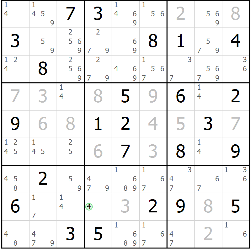 Position des candidats pour la solution de la Gr 34 page 37 du magazine de sudoku Sudoku Suprême n° 037