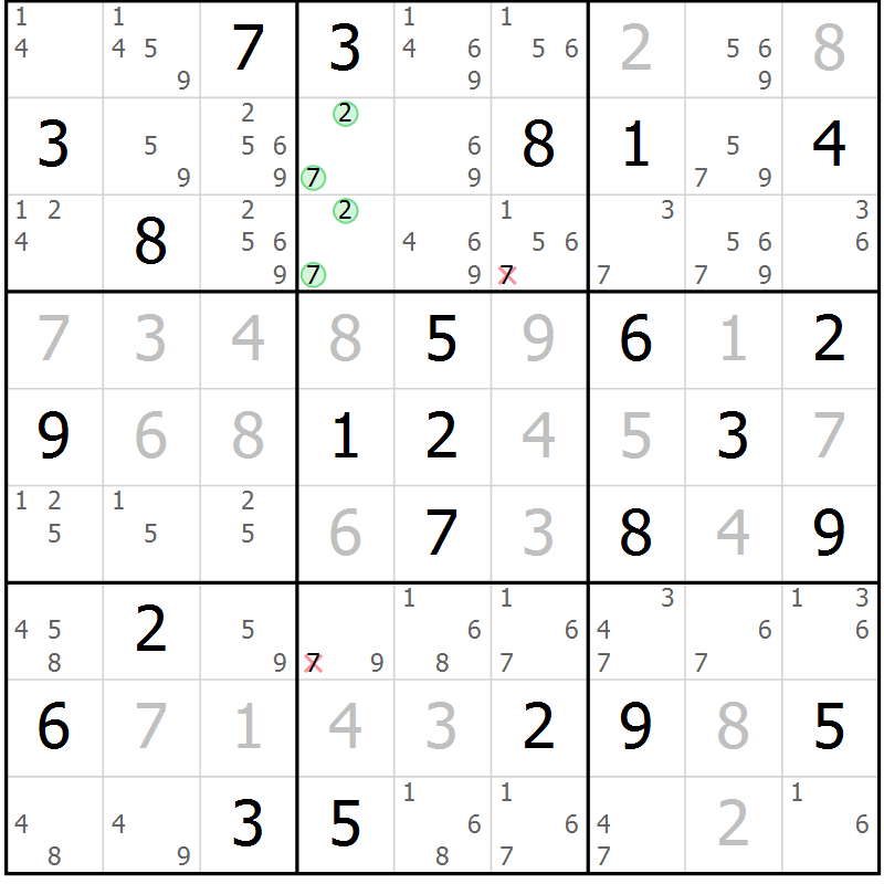 Position des candidats pour la solution de la Gr 34 page 37 du magazine de sudoku Sudoku Suprême n° 037