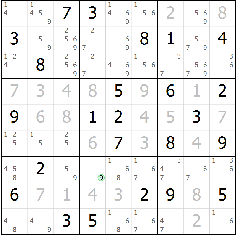 Position des candidats pour la solution de la Gr 34 page 37 du magazine de sudoku Sudoku Suprême n° 037
