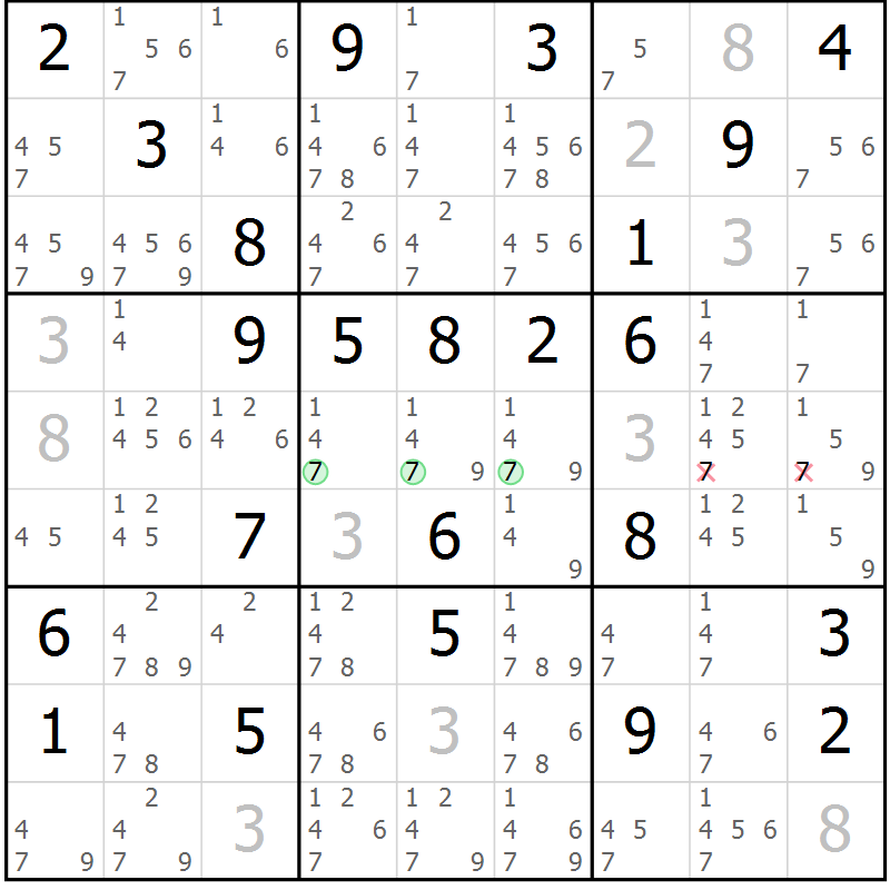Position des candidats pour la solution de la Gr 35 page 38 du magazine de sudoku Sudoku Suprême n° 037