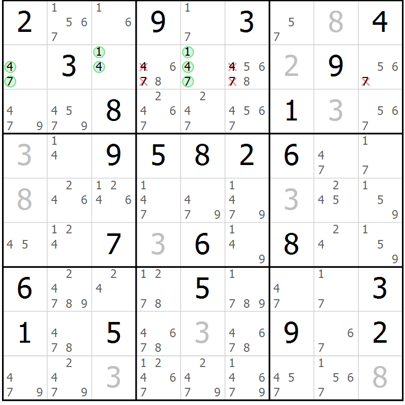 Position des candidats pour la solution de la Gr 35 page 38 du magazine de sudoku Sudoku Suprême n° 037