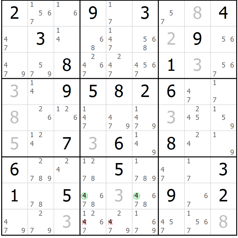 Position des candidats pour la solution de la Gr 35 page 38 du magazine de sudoku Sudoku Suprême n° 037