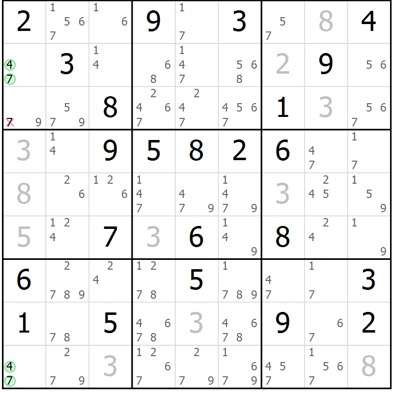 Position des candidats pour la solution de la Gr 35 page 38 du magazine de sudoku Sudoku Suprême n° 037