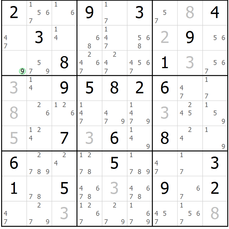 Position des candidats pour la solution de la Gr 35 page 38 du magazine de sudoku Sudoku Suprême n° 037