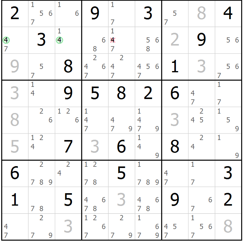 Position des candidats pour la solution de la Gr 35 page 38 du magazine de sudoku Sudoku Suprême n° 037