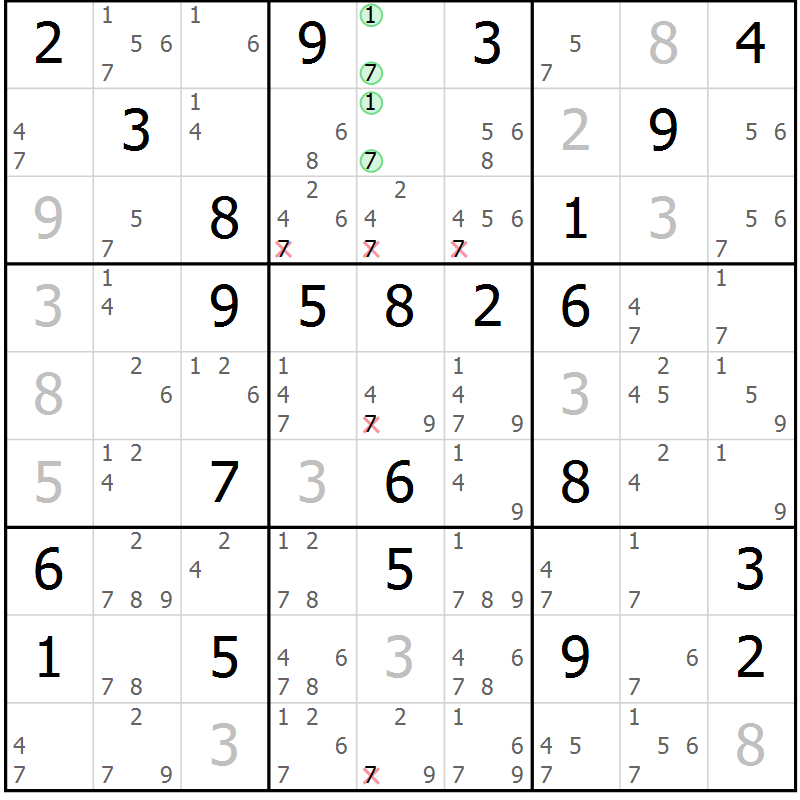 Position des candidats pour la solution de la Gr 35 page 38 du magazine de sudoku Sudoku Suprême n° 037