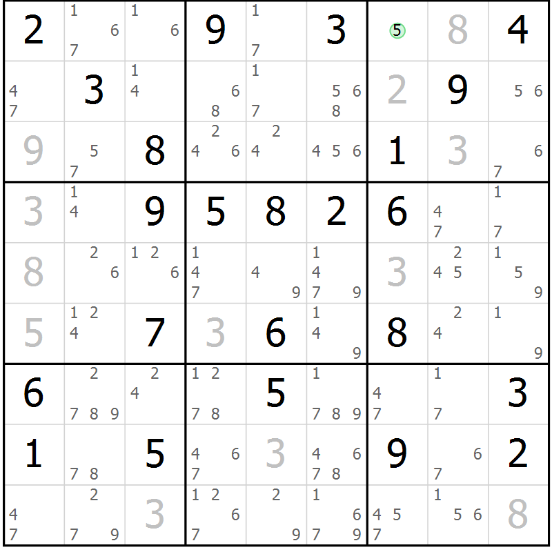 Position des candidats pour la solution de la Gr 35 page 38 du magazine de sudoku Sudoku Suprême n° 037